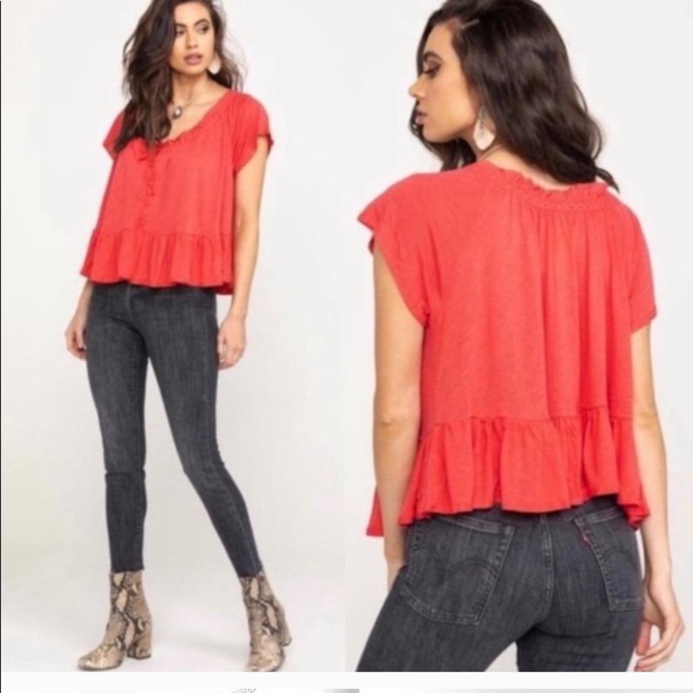 Free people Charlie tee with ruffle bottom…